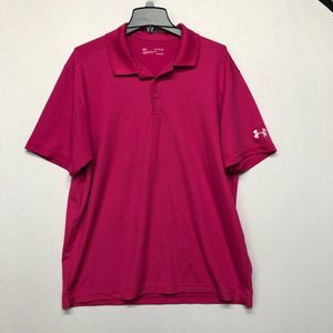 Under Armour Men Short Sleeve Golf Polo Shirt Top Size XL X-Large Pink B244 -21